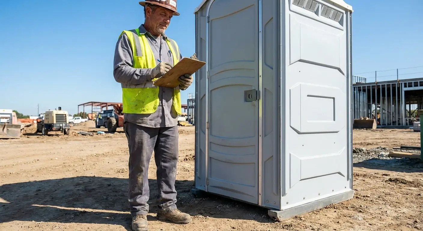 Portable toilet delivery truck ready for service in Albuquerque, NM