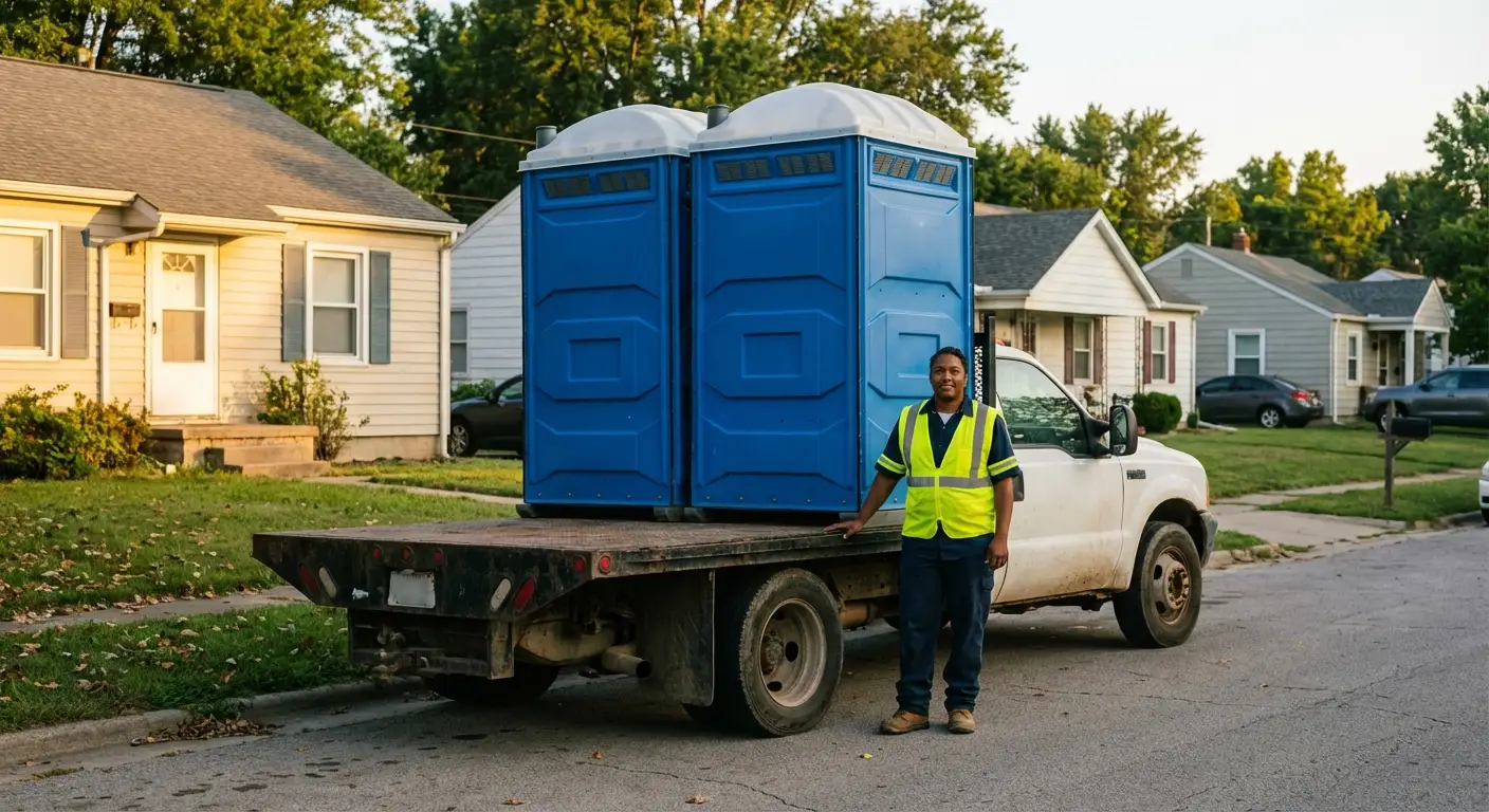 Sandia Portable Restrooms founder with original service truck in Albuquerque, NM