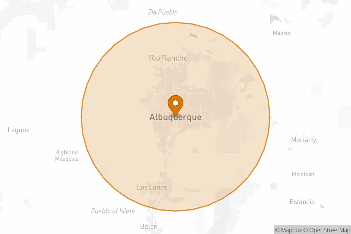 service area service area map in Albuquerque, NM